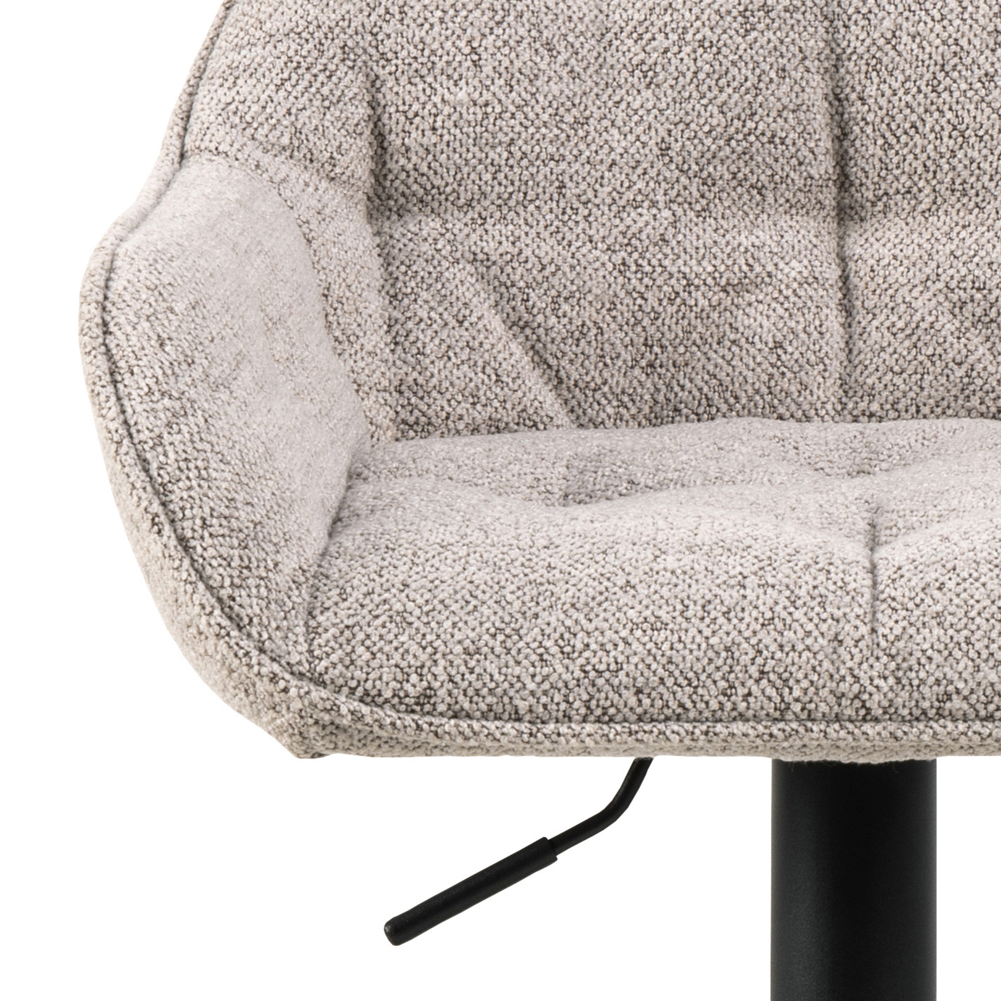 Tabouret de bar réglable en hauteur en bouclé beige avec fonction pivotante