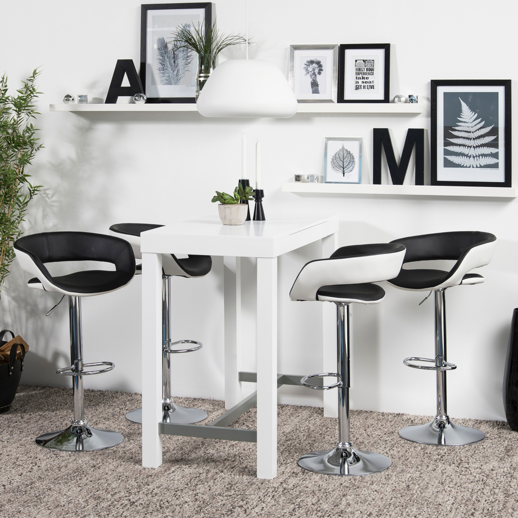 Barhocker Schwarz Weiss höhenverstellbar mit Rückenlehne