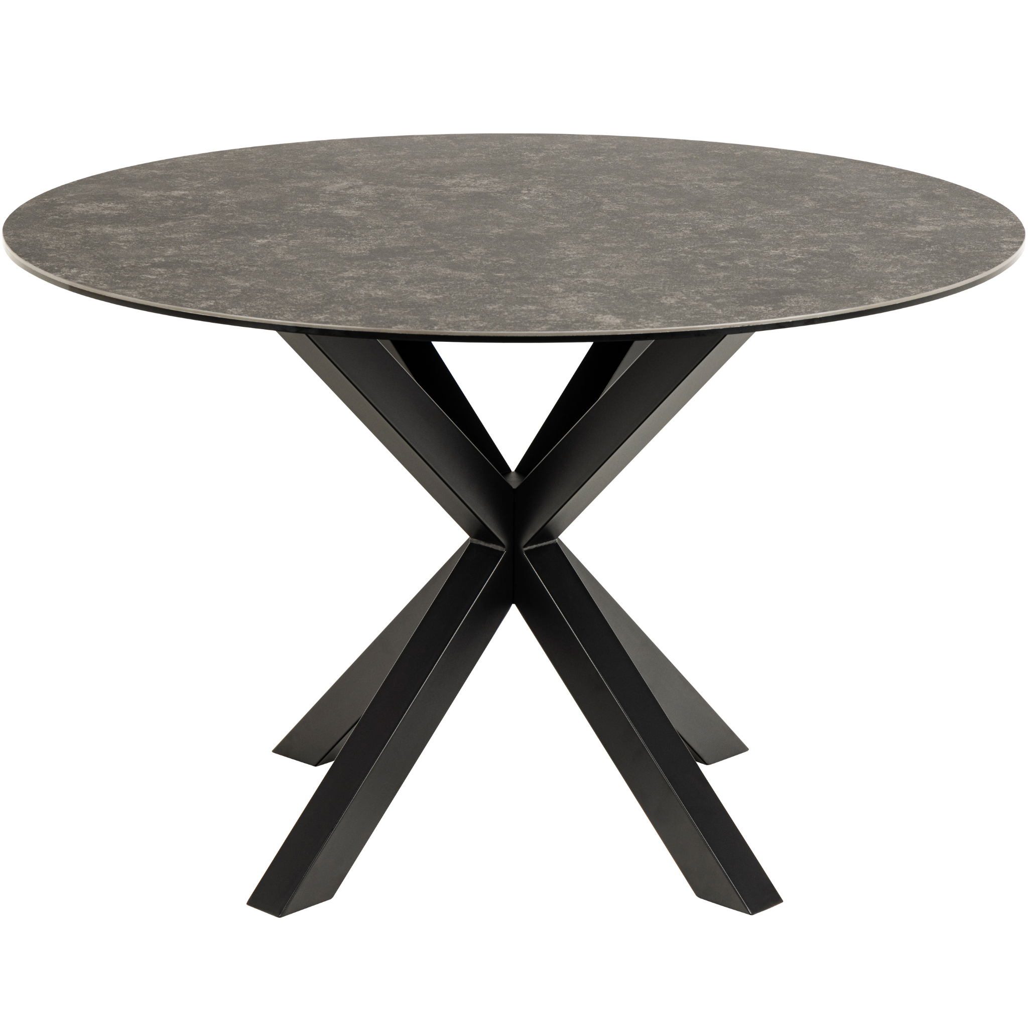 Table de salle à manger ronde aspect marbre noir avec un élégant cadre en métal