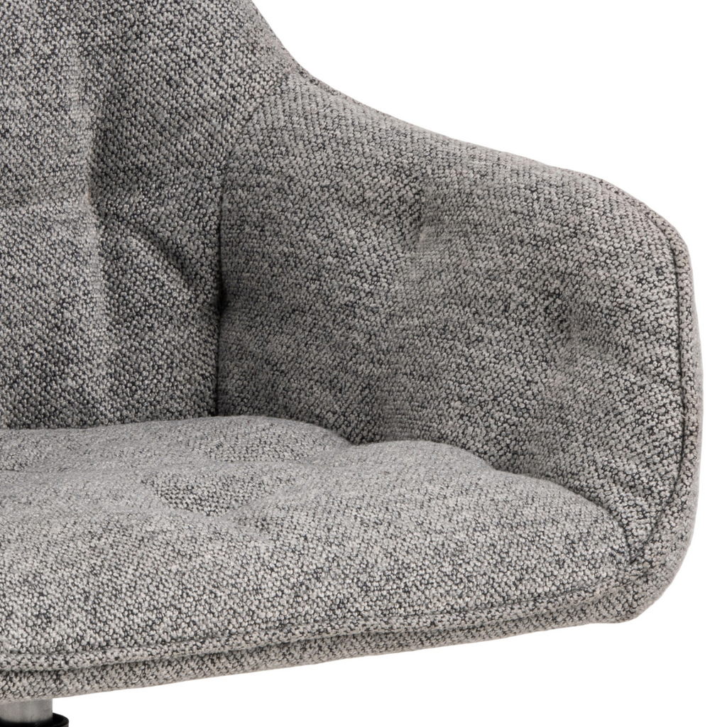 Chaise de salle à manger pivotante grise avec accoudoirs, style tendance