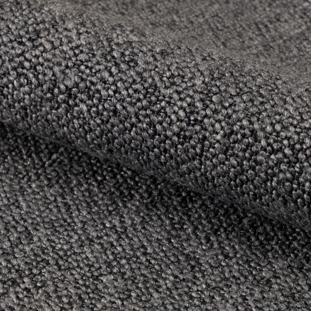 Chaise de salle à manger en bouclé anthracite avec accoudoirs et fonction pivotante