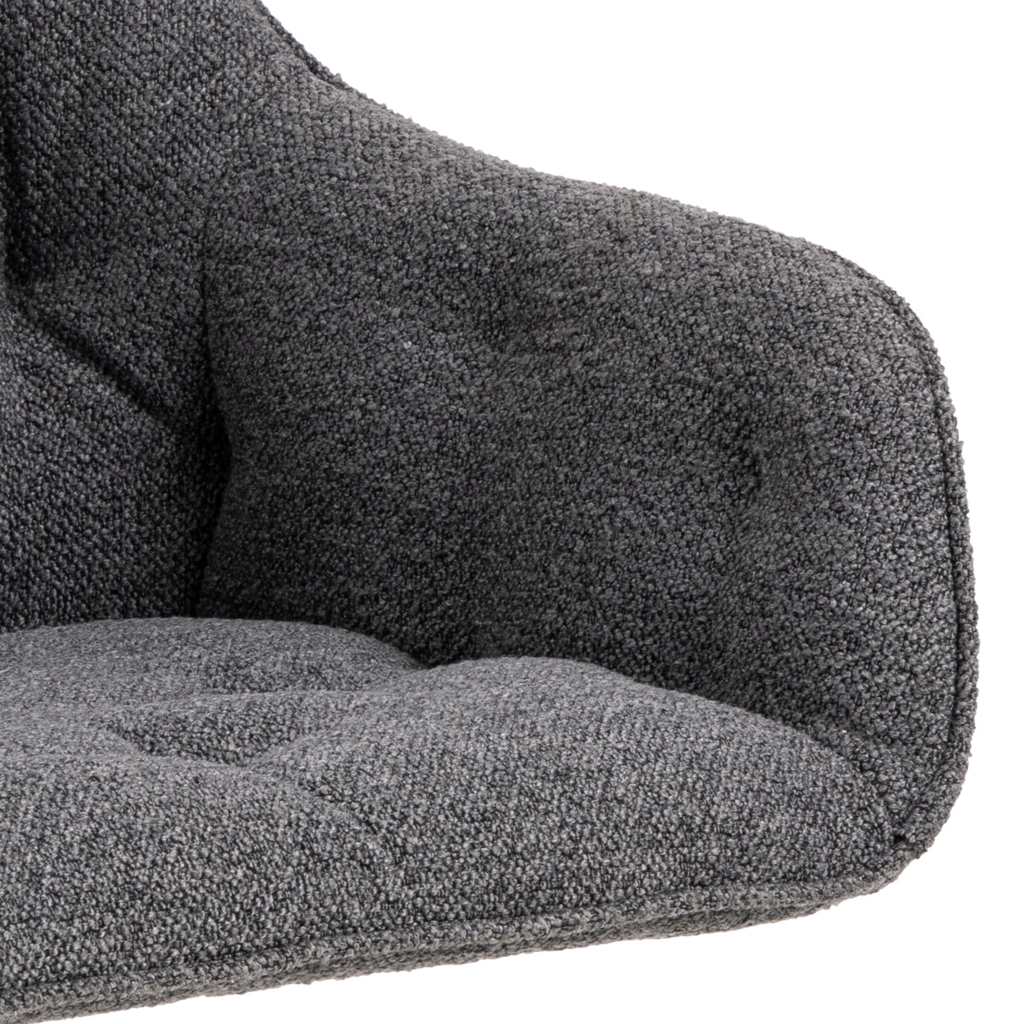 Chaise de salle à manger en bouclé anthracite avec accoudoirs et fonction pivotante