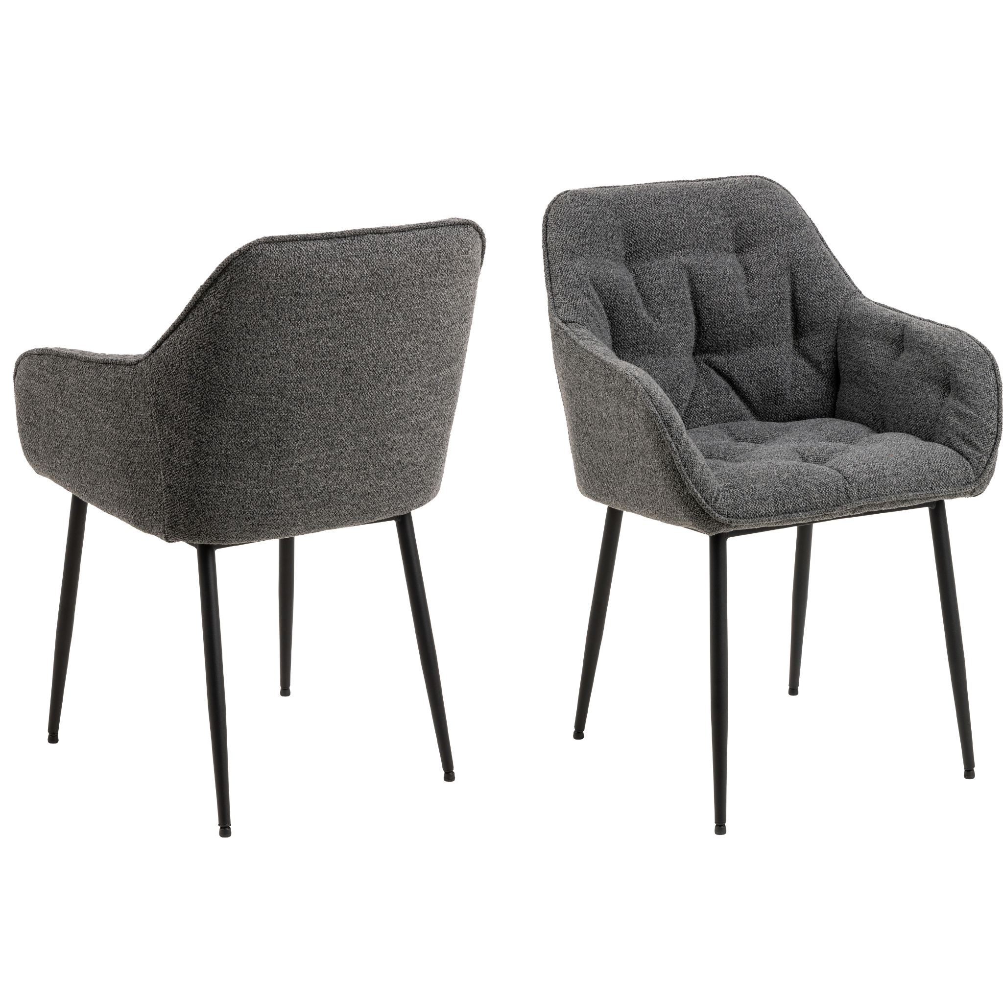 Chaise de salle à manger élégante en bouclette anthracite avec pieds en métal noir