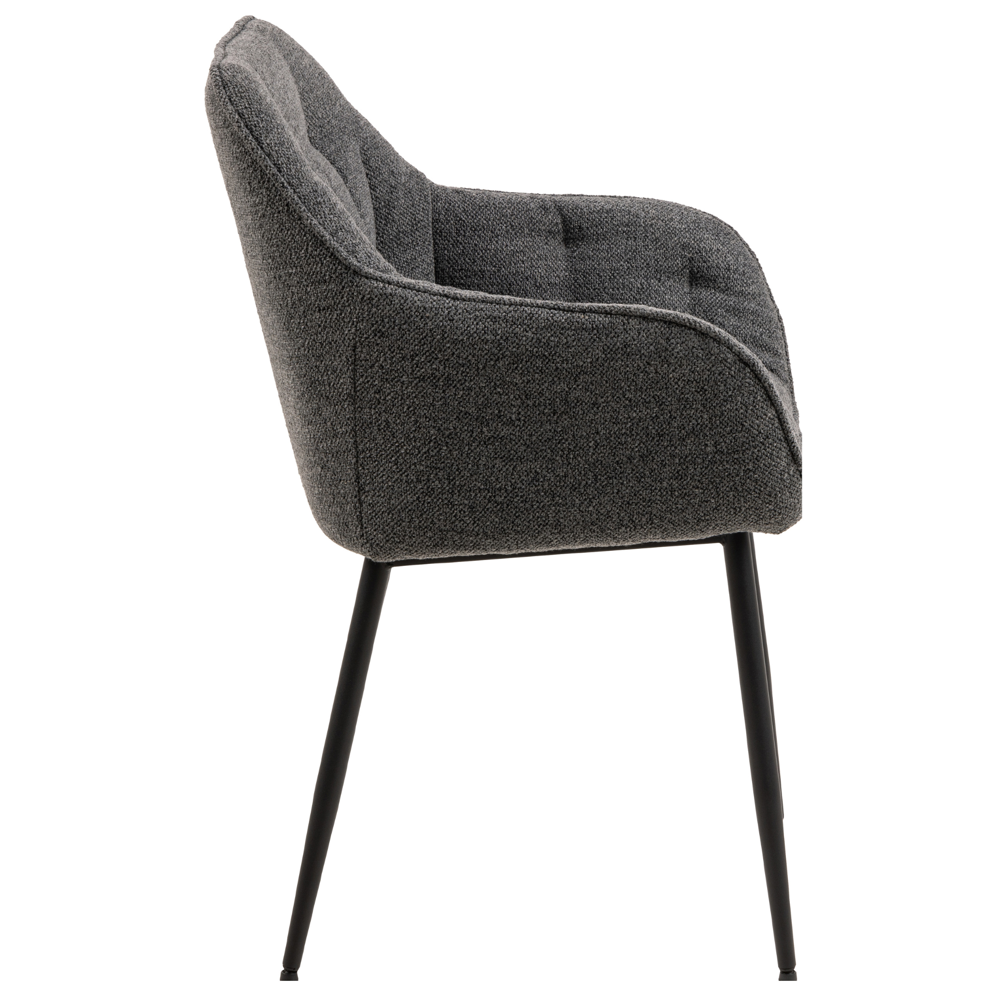 Chaise de salle à manger élégante en bouclette anthracite avec pieds en métal noir