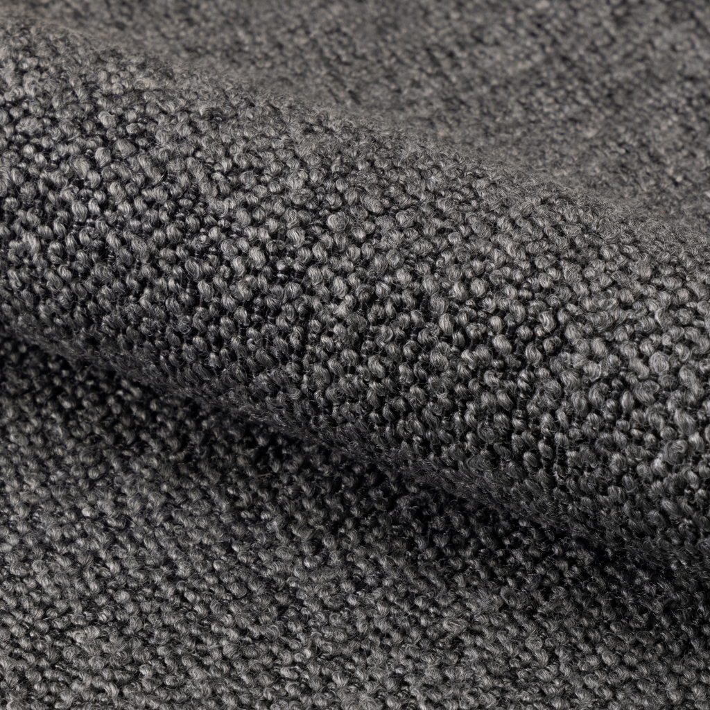 Chaise de salle à manger élégante en bouclette anthracite avec pieds en métal noir