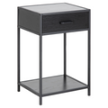 Actona Seaford Nachttisch in Schwarz mit 1 Schublade und unterem Ablageboden, modernes Industrial-Design