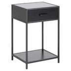 Actona Seaford Nachttisch in Schwarz mit 1 Schublade und unterem Ablageboden, modernes Industrial-Design