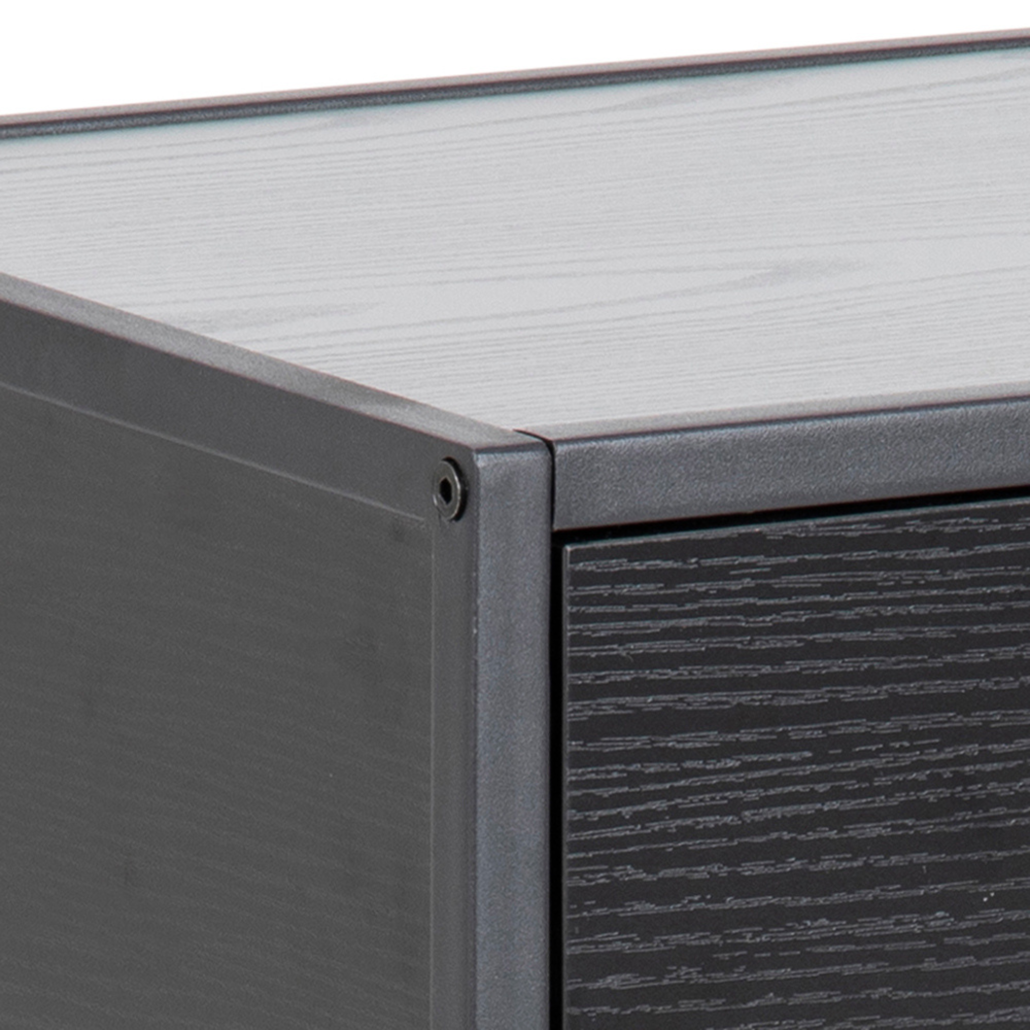 Table de chevet en bois noir avec tiroir, style industriel