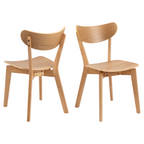 Actona Roxby Holzstuhl in Eiche natur, 2er-Set, skandinavisches Design mit geschwungener Rückenlehne
