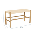 Actona Alvin Bank aus Holz mit geflochtenem Sitzfläche, 80x35x45 cm, Natur/Beige