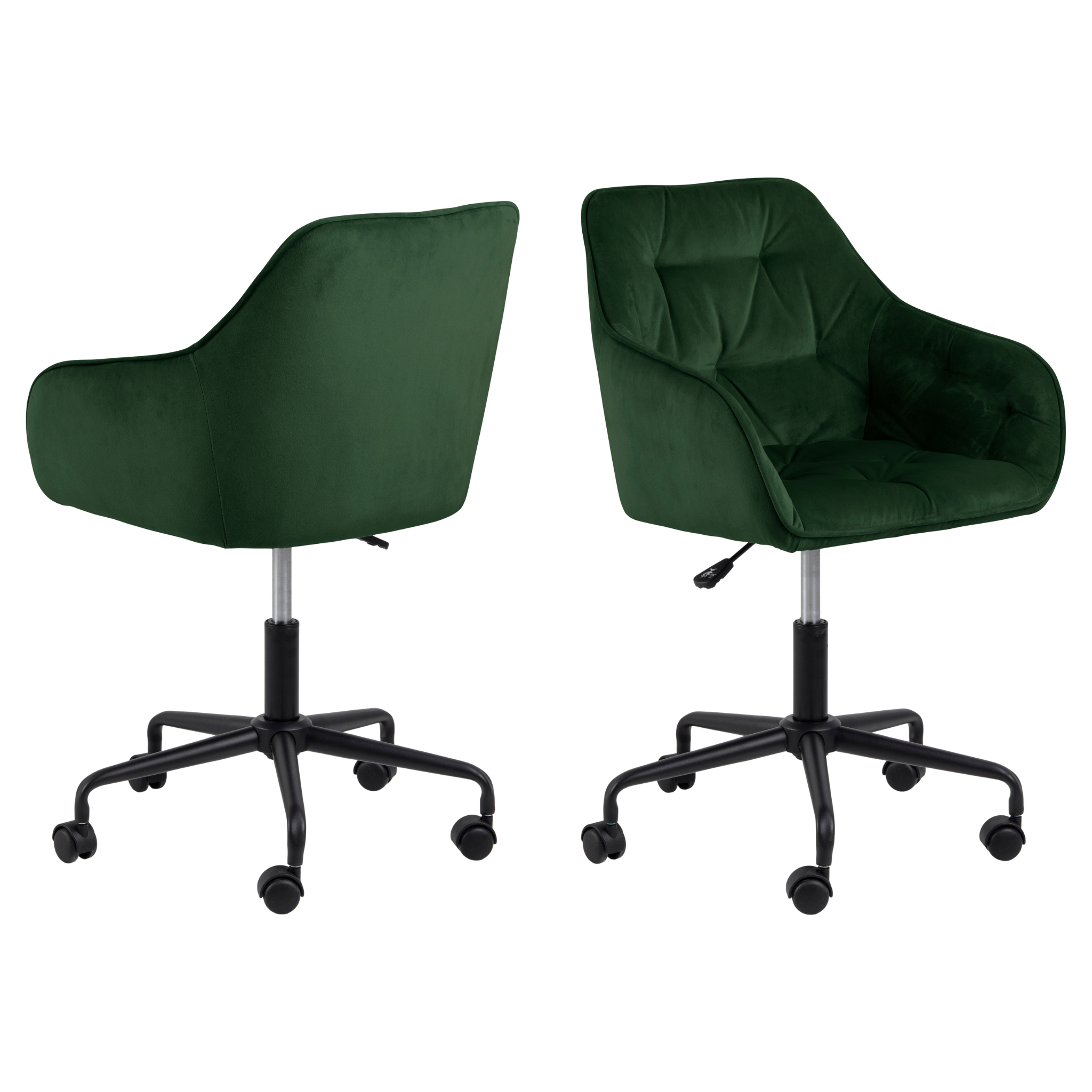 chaise de bureau verte réglable en hauteur avec roulettes
