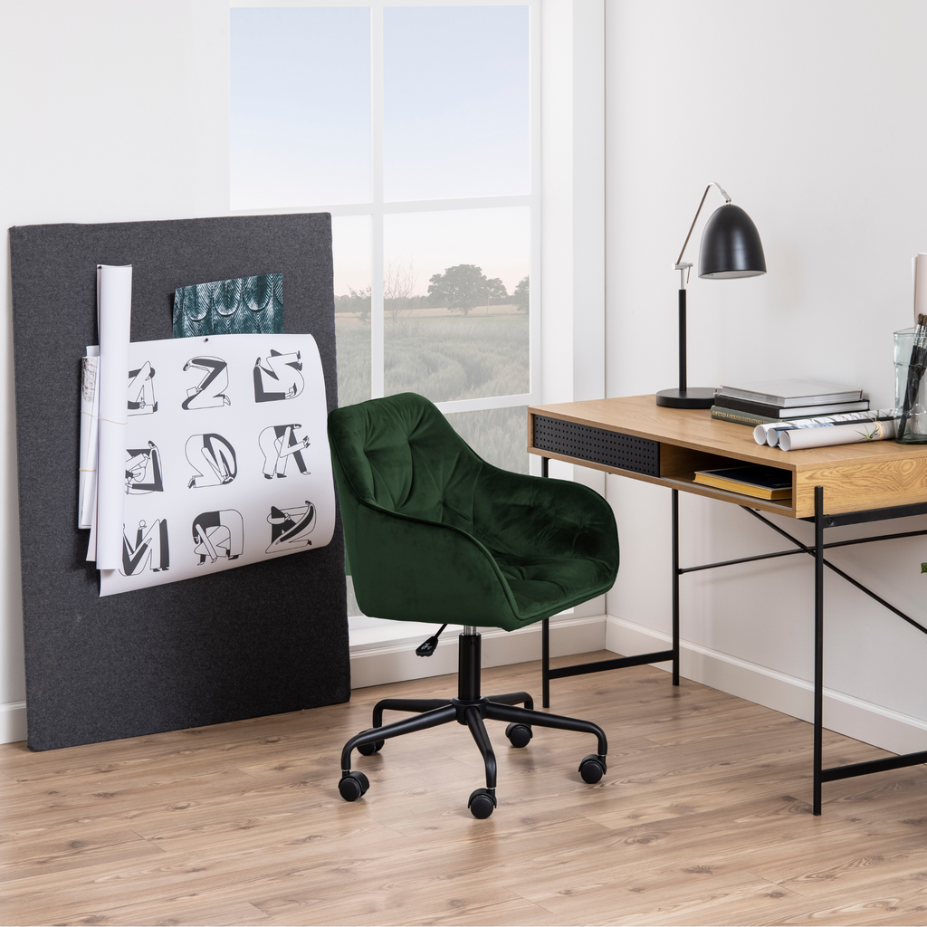 chaise de bureau verte réglable en hauteur avec roulettes