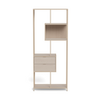 Actona Seaford hohes Regal in Beige mit offenen Fächern, Rillen-Nische und 2 Schubladen