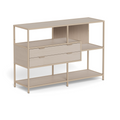 Actona Seaford Regal in Beige mit 2 Schubladen, offenen Fächern und Metallgestell – modernes Skandinavisches Design