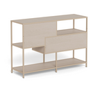Actona Seaford Regal in Beige mit offenen Fächern, Schubladen und Metallgestell – modernes Wohnzimmerregal