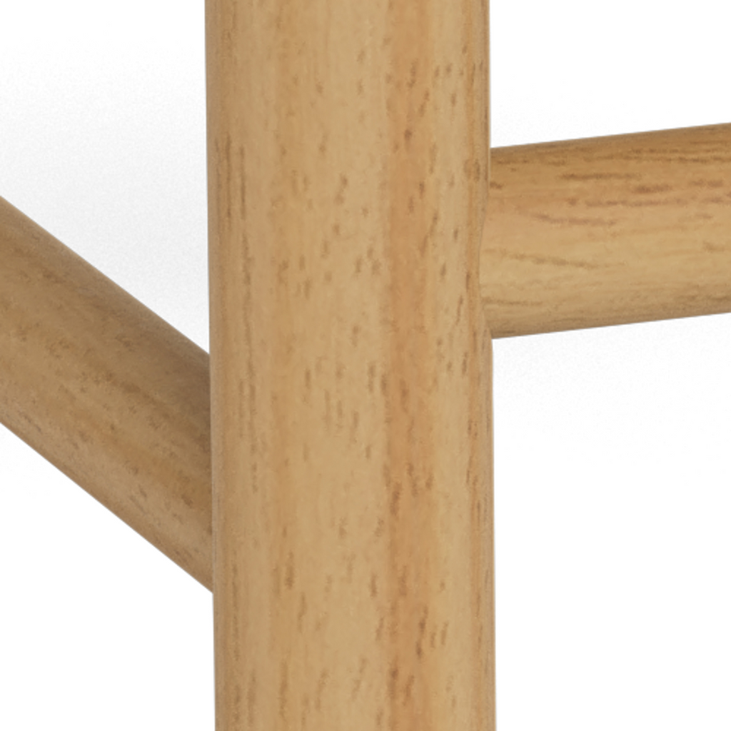 Tabouret tressé couleur crème avec structure en bois naturel