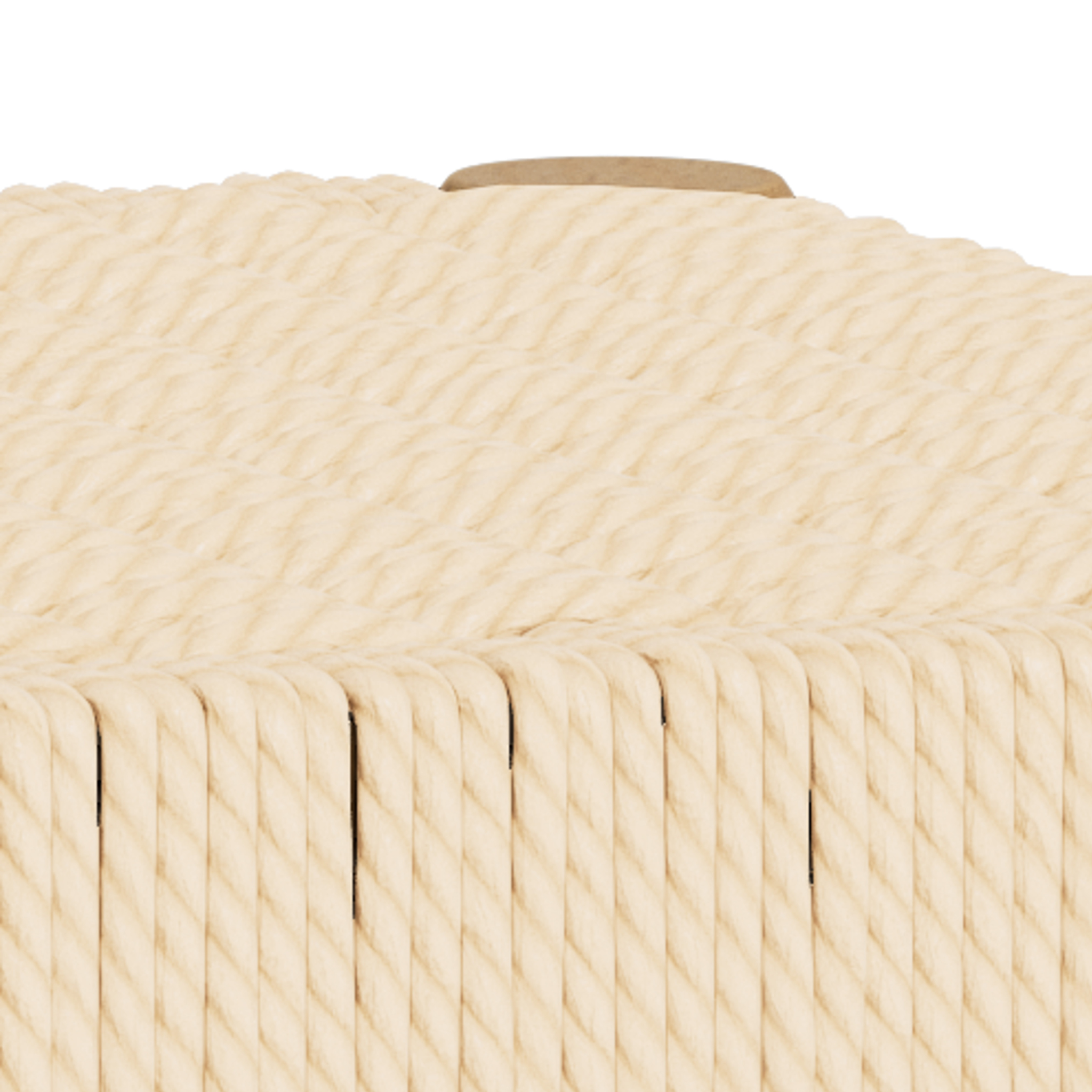 Tabouret tressé couleur crème avec structure en bois naturel