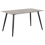 Actona Wicklow Esstisch mit grauer Betonoptik-Tischplatte und schwarzen Metallbeinen, modernes Scandinavian Design