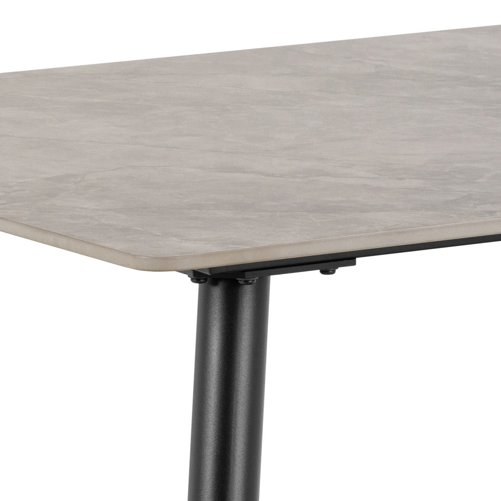 Esstisch Grau Keramik rechteckig mit schwarzen Stahlbeinen