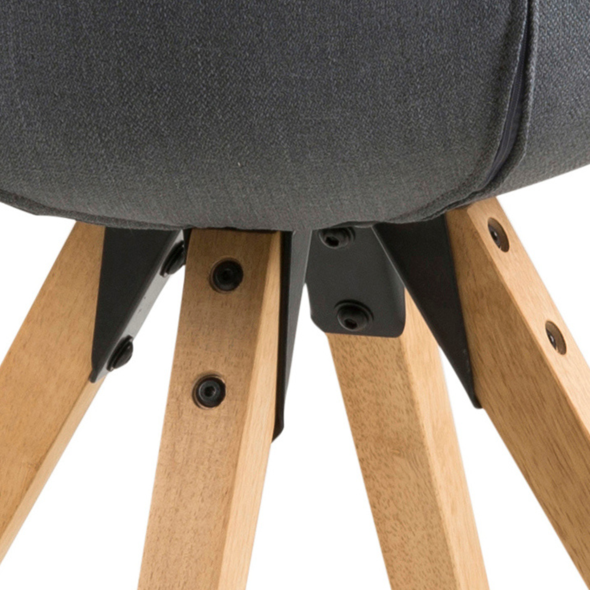 Chaise de salle à manger gris foncé avec pieds en bois de style scandinave