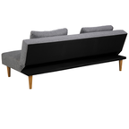 Actona Lucca Bettsofa Hellgrau – Rückansicht mit schwarzer Unterseite und Holzbeinen, modernes Scandinavian Design