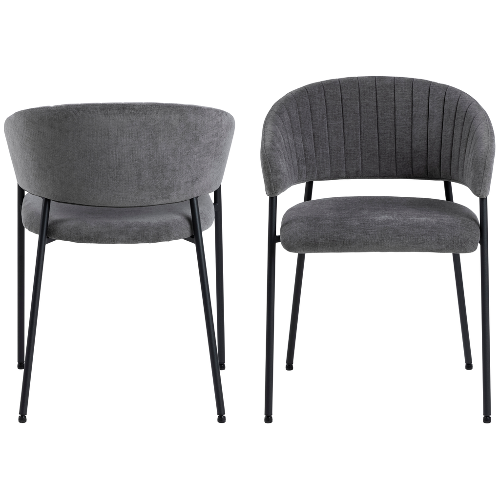 Chaise de salle à manger, gris foncé avec accoudoirs