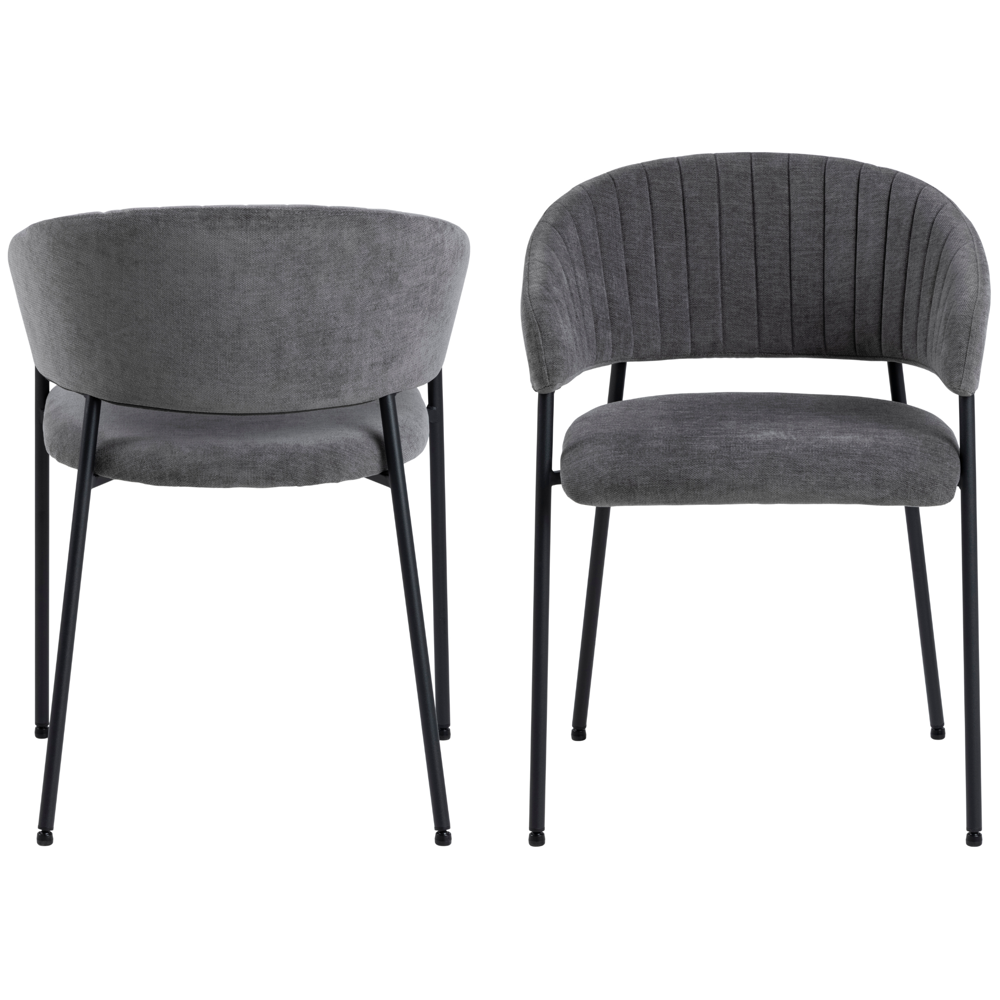 Chaise de salle à manger, gris foncé avec accoudoirs