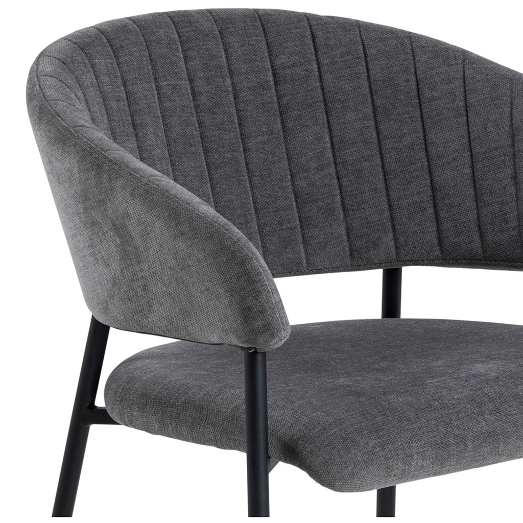 Chaise de salle à manger, gris foncé avec accoudoirs