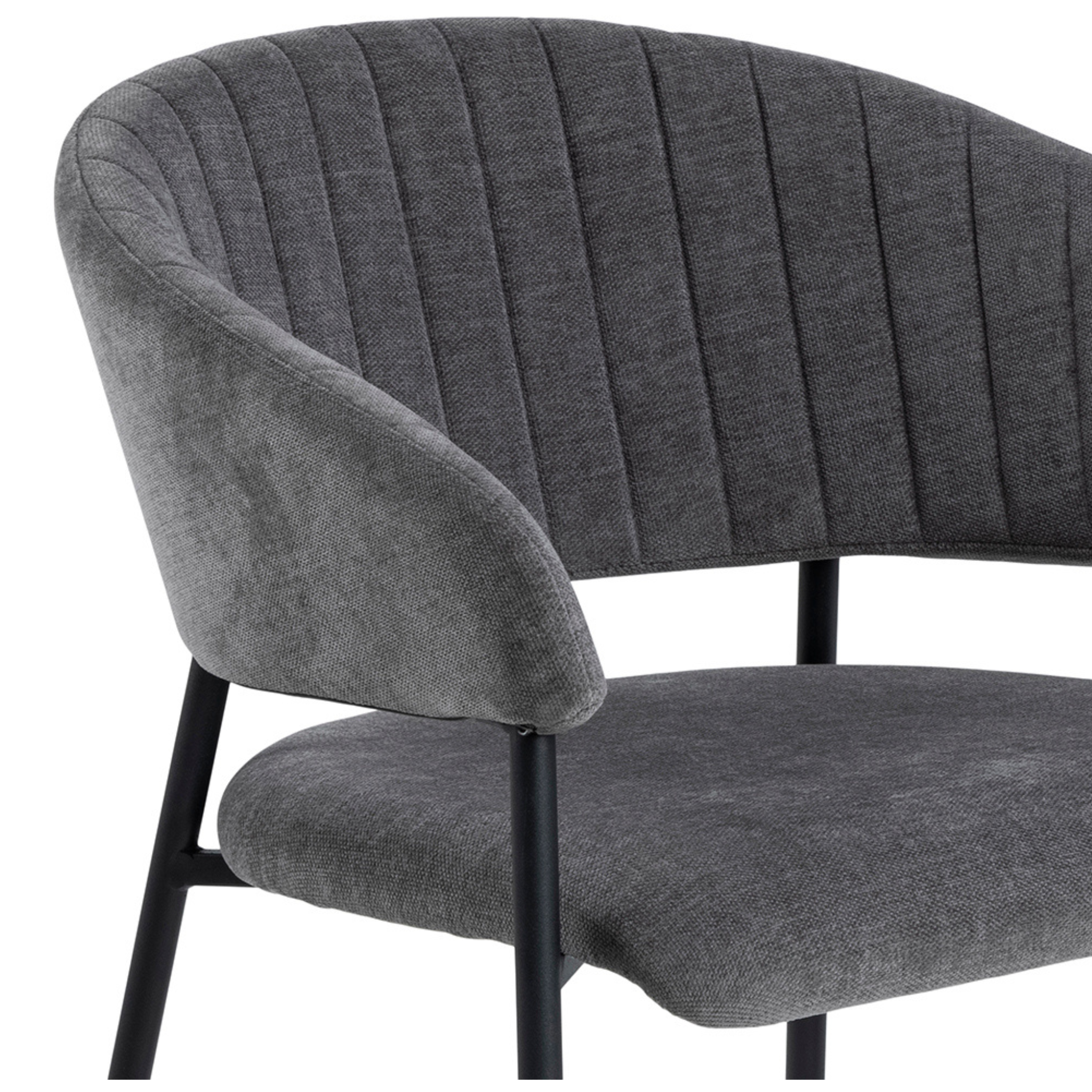 Chaise de salle à manger, gris foncé avec accoudoirs