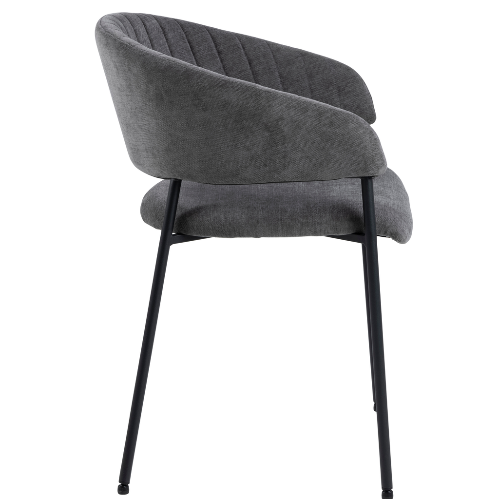 Chaise de salle à manger, gris foncé avec accoudoirs