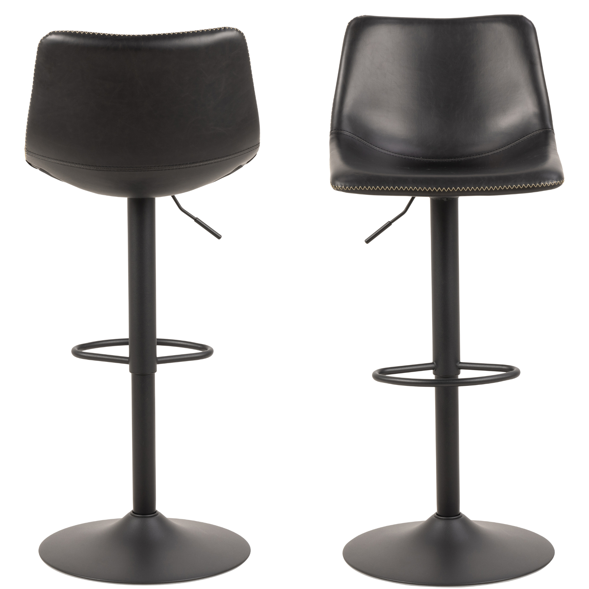 Tabouret de bar noir style vintage avec fonction pivotante