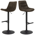 Actona Adisa Barhocker Anthrazit – 2er-Set, höhenverstellbar, Kunstleder, schwarzes Metallgestell