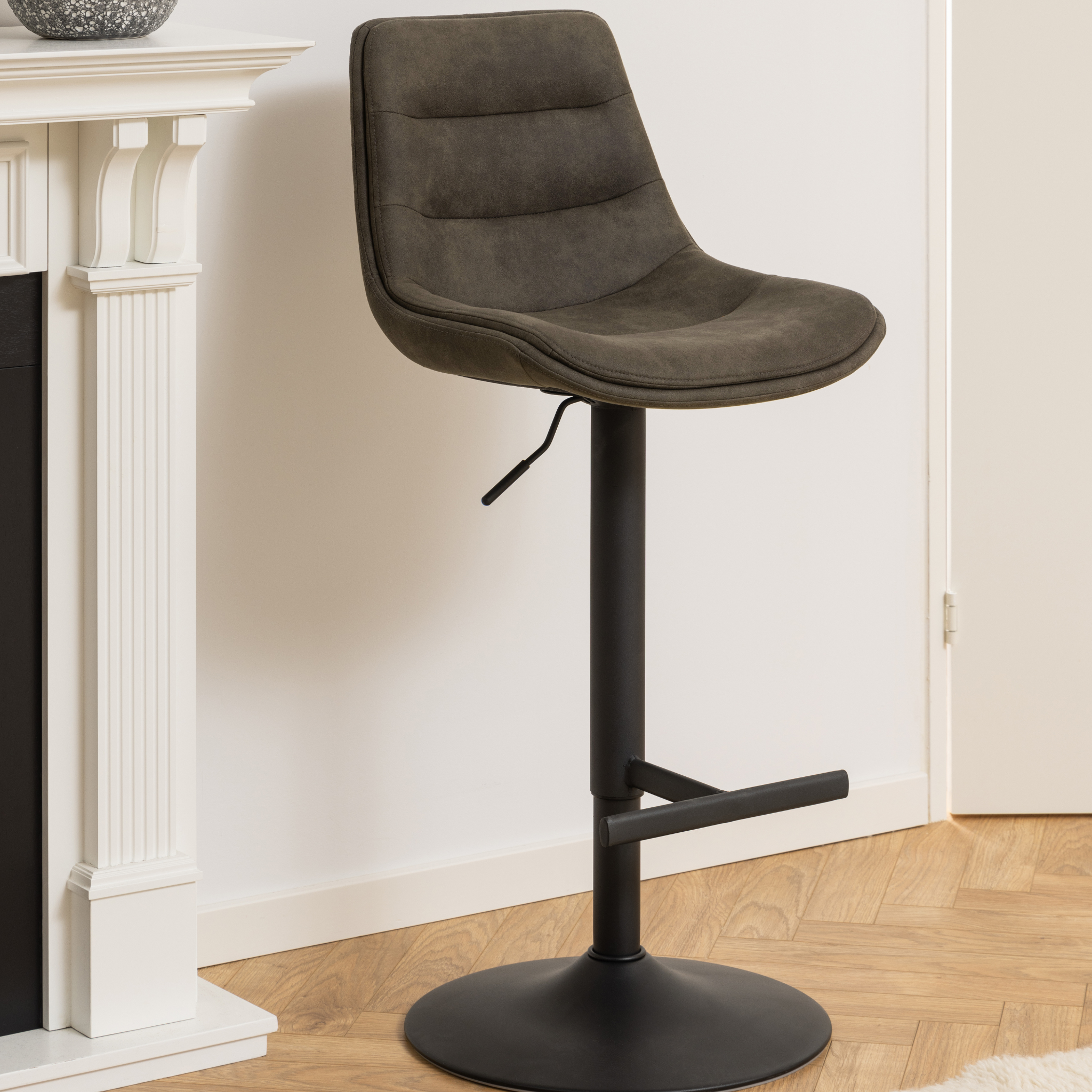 Tabouret de bar style vintage anthracite avec fonction pivotante