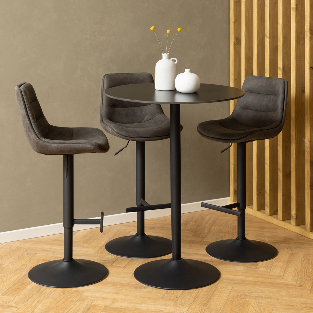 Tabouret de bar style vintage anthracite avec fonction pivotante