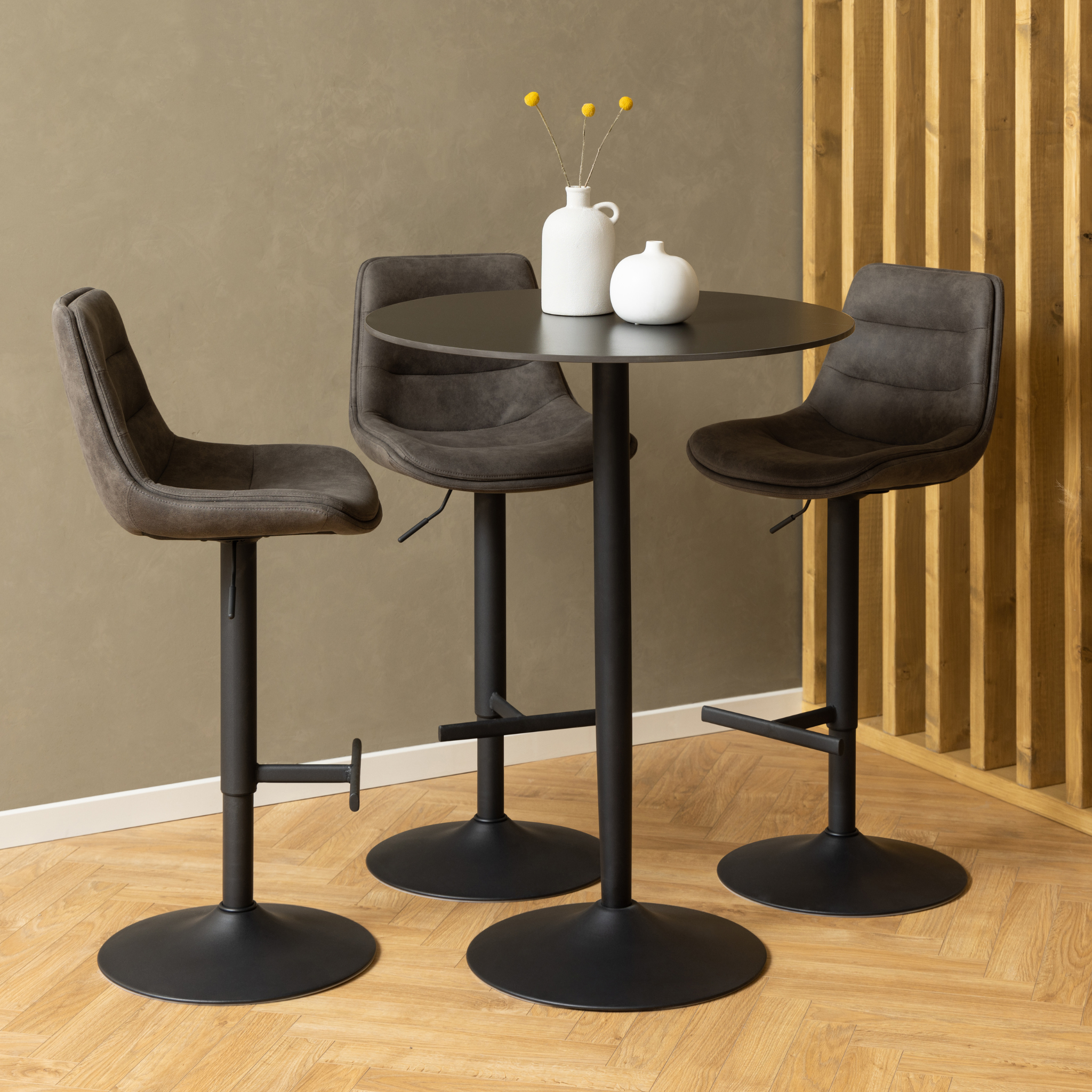 Tabouret de bar style vintage anthracite avec fonction pivotante
