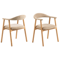 2er-Set Actona Addi Armlehnstuhl Beige mit Holzgestell aus Eiche – moderner Esszimmerstuhl