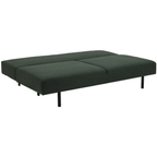 Actona Malling Bettsofa in Grün, ausgeklappt als Liegefläche mit schwarzen Metallfüßen