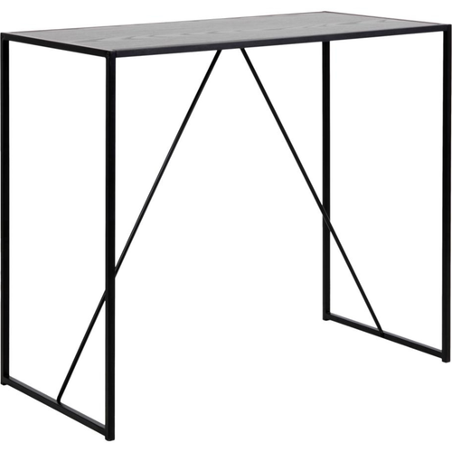 Actona Seaford Bartisch Schwarz 120x60x105cm mit Metallgestell und Marmoroptik-Tischplatte