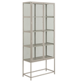 Actona Seaford Vitrine Grau 77x35x185cm – elegante Glasvitrine mit Metallrahmen und 3 Einlegeböden