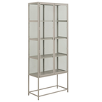 Actona Seaford Vitrine Grau 77x35x185cm – elegante Glasvitrine mit Metallrahmen und 3 Einlegeböden