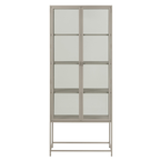 Actona Seaford Vitrine Grau 77x35x185cm – elegante Glasvitrine mit Metallrahmen und 4 Einlegeböden