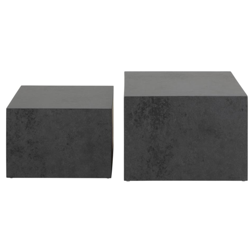 Actona Satztisch Dice in Schwarz – 2er-Set aus modernem Beton-Optik Design