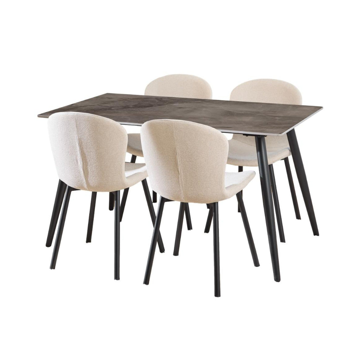 Wicklow Esstisch Satz rechteckig – Apia Stoff beige 453