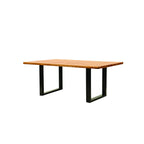 Esstisch Quebec 220x100 cm aus Eiche mit schwarzen Metallkufen-Beinen, modernes Industrie-Design