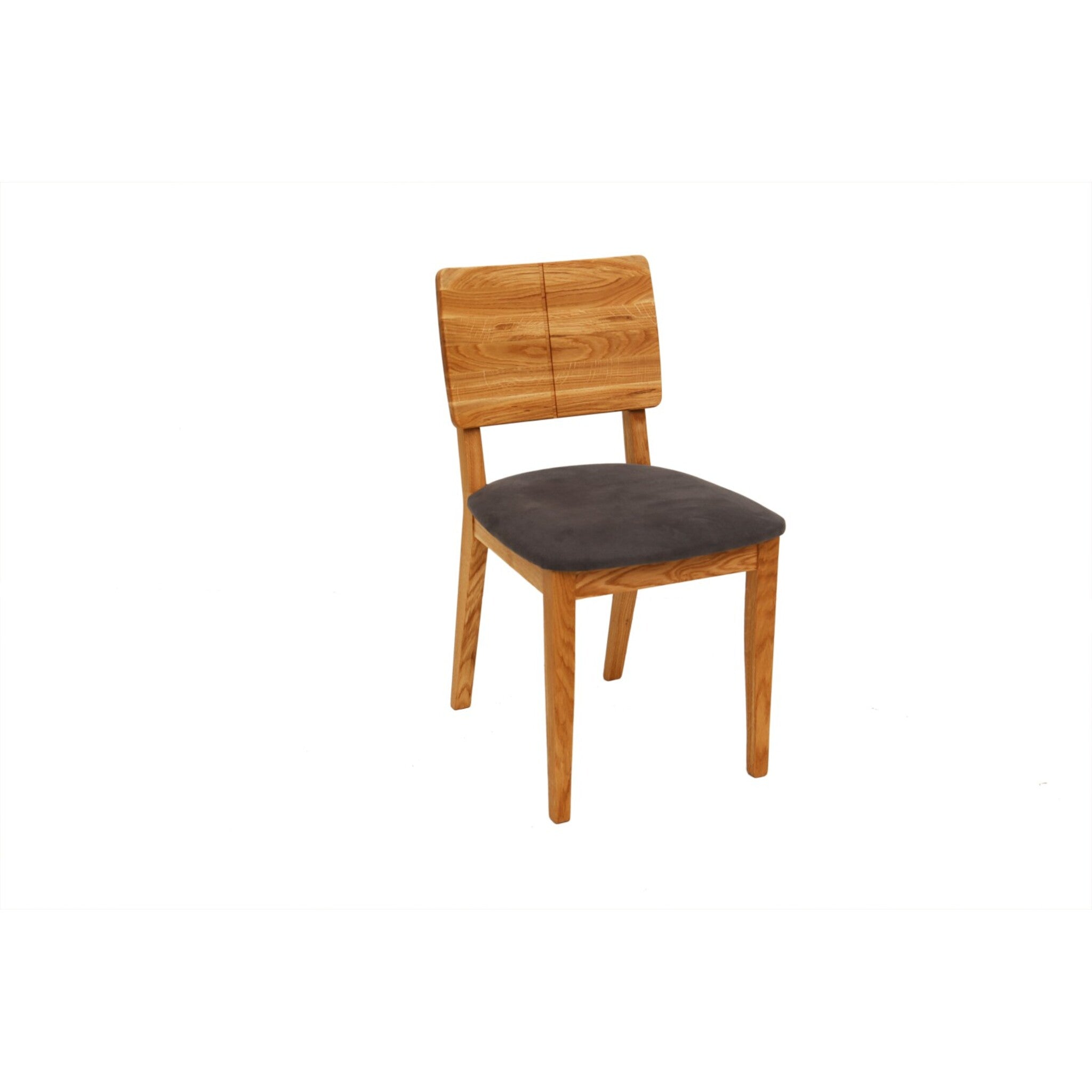 Chaise gris foncé avec cadre en chêne massif