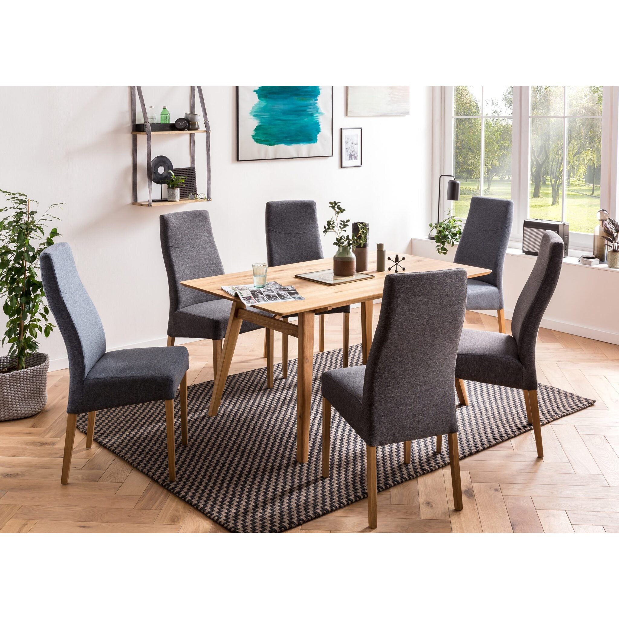 Chaise anthracite avec cadre en chêne massif