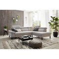 Ecksofa Elena Carina in Silber Feincord mit Schlaffunktion im modernen Wohnzimmer mit Naturholzboden