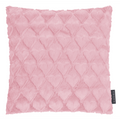 Magma Fluffy Dekokissen rosa mit gestepptem Rautenmuster aus weichem Kunstfell, 43x43 cm