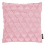 Magma Fluffy Dekokissen rosa mit gestepptem Rautenmuster aus weichem Kunstfell, 43x43 cm