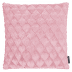 Magma Fluffy Kissenhülle Rosa mit Rautenmuster und Kunstfell-Optik, weich und flauschig, 43x43 cm